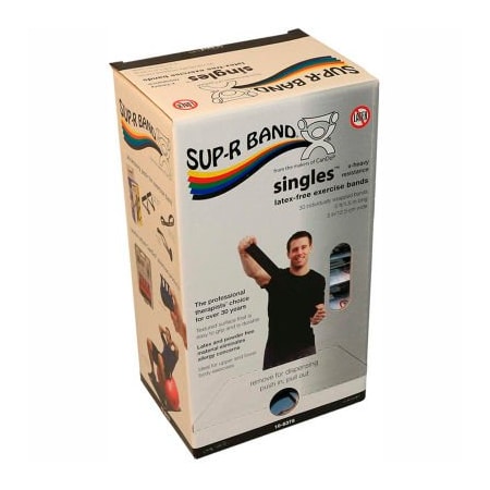 Fabrication Enterprises Sup-R Band Latex Free Exercise Band, 5' Strips, Black, 30 Strips/Box 1634735